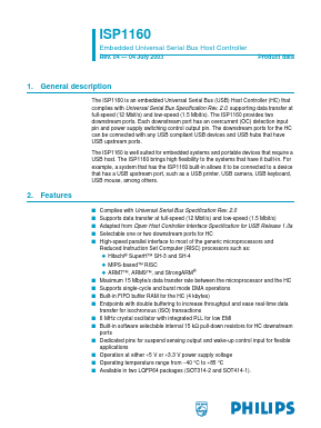 ISP1160 Datasheet PDF Philips Electronics