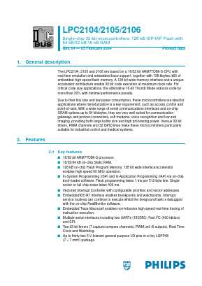 LPC2105 Datasheet PDF Philips Electronics