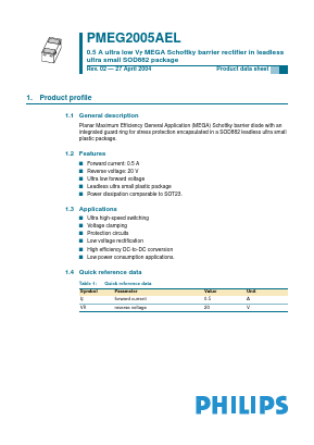 PMEG2005AEL Datasheet PDF Philips Electronics