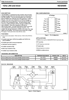 NE600 Datasheet PDF Philips Electronics