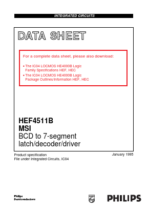 HEF4511B Datasheet PDF Philips Electronics