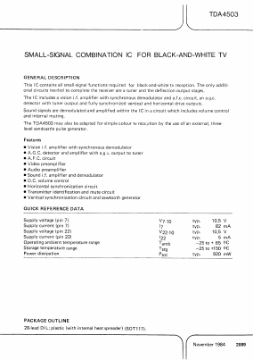 TDA4503 Datasheet PDF Philips Electronics