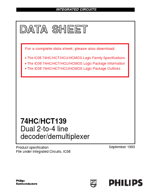 74HCT139 Datasheet PDF Philips Electronics