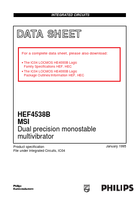 HEF4538BD Datasheet PDF Philips Electronics