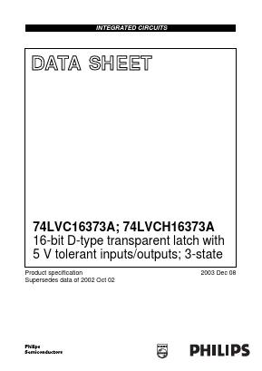 74LVCH16373 Datasheet PDF Philips Electronics