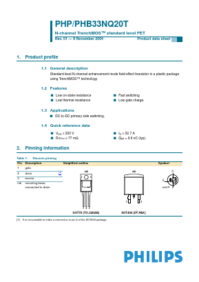 PHP33NQ20T Datasheet PDF Philips Electronics