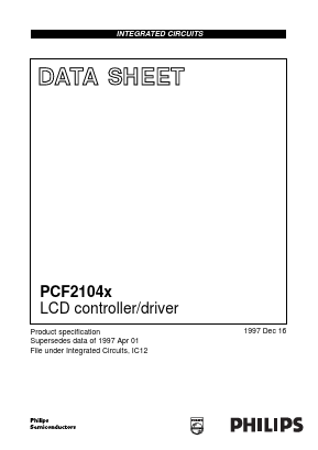 PCF2104X Datasheet PDF Philips Electronics