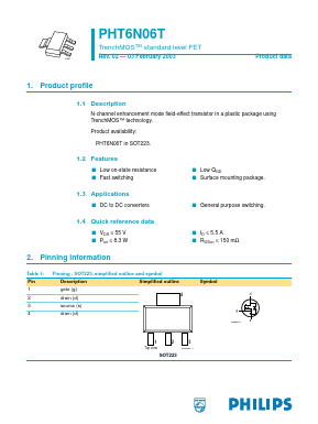 PHT6N06TT/R Datasheet PDF Philips Electronics