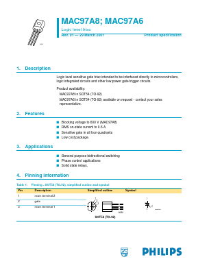 MAC97A6 Datasheet PDF Philips Electronics