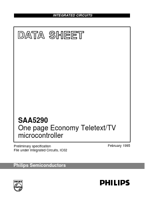 SAA5290ZP/NVI Datasheet PDF Philips Electronics
