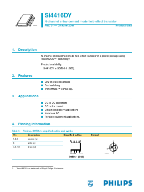 SI4416DY Datasheet PDF Philips Electronics