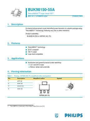 BUK98150-55A Datasheet PDF Philips Electronics