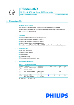 PBSS303NX Datasheet PDF Philips Electronics