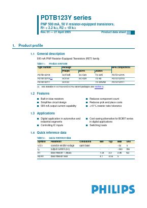 PDTB123YK Datasheet PDF Philips Electronics