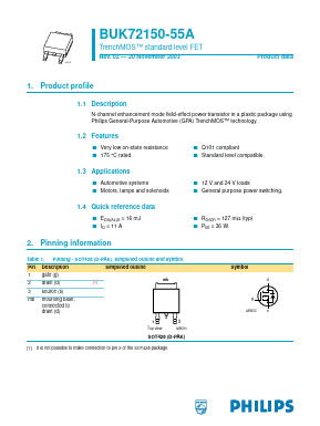 BUK72150-55A Datasheet PDF Philips Electronics