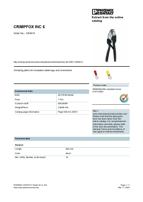 CRIMPFOX-INC-6 Datasheet PDF Phoenix Contact