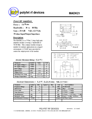 MADK21 Datasheet PDF Polyfet RF Devices