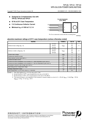 TIP120 Datasheet PDF Power Innovations