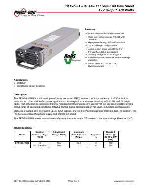 SFP450-12BG Datasheet PDF Power-One Inc.