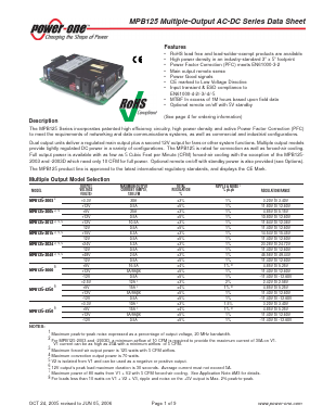 MPB125-4250G Datasheet PDF Power-One Inc.