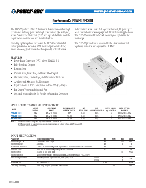PFC500-1028 Datasheet PDF Power-One Inc.
