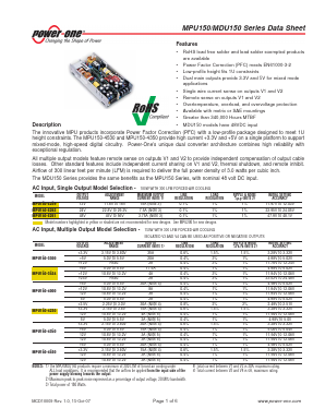 MPU150-3524 Datasheet PDF Power-One Inc.