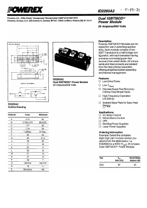 ID2260A2 Datasheet PDF Powerex