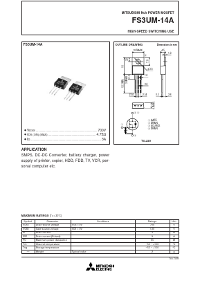 FS3UM-14A Datasheet PDF Powerex