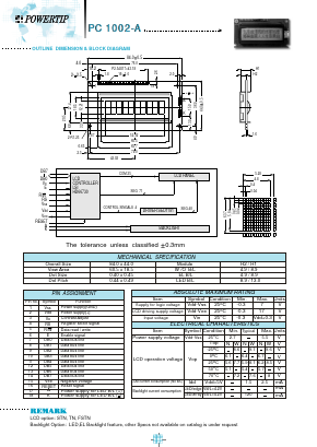 PC1002-A Datasheet PDF Powertip Technology
