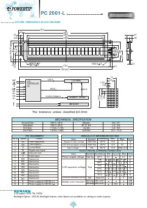 PC2001-L Datasheet PDF Powertip Technology