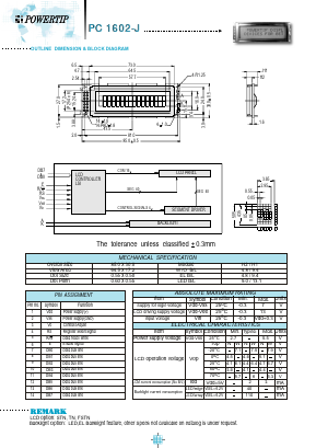 PC1602-J Datasheet PDF Powertip Technology