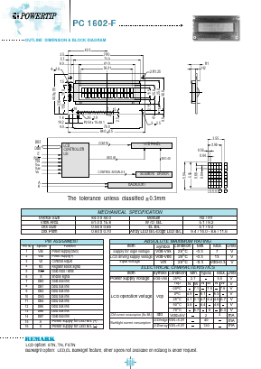 PC1602F Datasheet PDF Powertip Technology