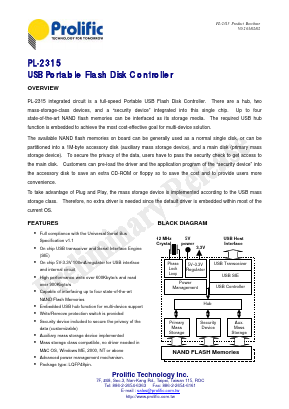 PL-2315 Datasheet PDF Prolific