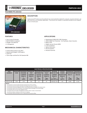 PMPS150-1812 Datasheet PDF ProTek Devices.