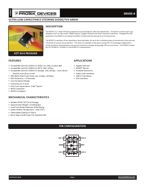 SRV05-4 Datasheet PDF ProTek Devices.