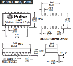 H1038 Datasheet PDF Pulse Electronics