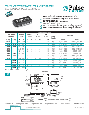 T1108NL Datasheet PDF Pulse Electronics