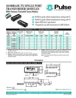 H1035 Datasheet PDF Pulse Electronics