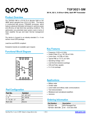 TGF3021-SM-EVB1 Datasheet PDF Qorvo, Inc