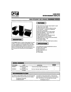 MAN8600 Datasheet PDF QT Optoelectronics => Fairchildsemi