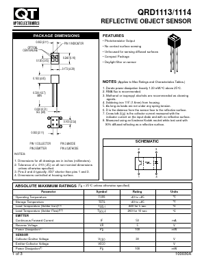 QRD1113 Datasheet PDF QT Optoelectronics => Fairchildsemi