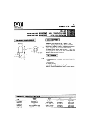 MV5074C Datasheet PDF QT Optoelectronics => Fairchildsemi
