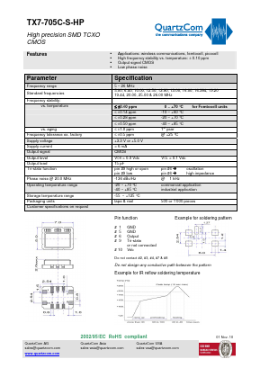 TX7-705C-S-HP Datasheet PDF QUARTZCOM the communications company