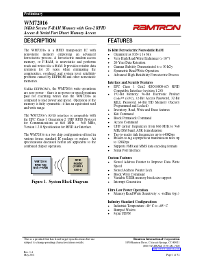 WM72016 Datasheet PDF Ramtron International Corporation