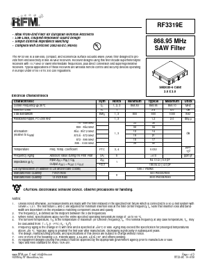 RF3319E Datasheet PDF RF Monolithics, Inc