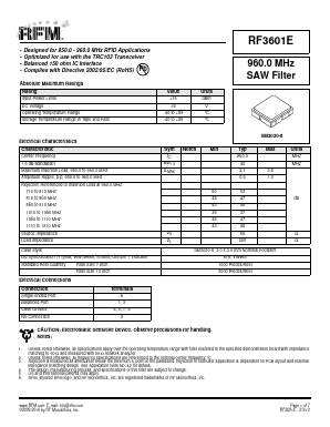 RF3601E Datasheet PDF RF Monolithics, Inc