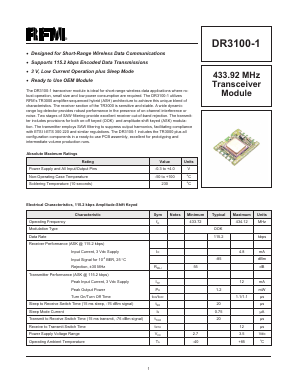 DR3100-1 Datasheet PDF RF Monolithics, Inc