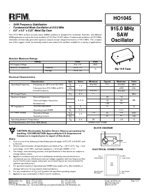 HO1045 Datasheet PDF RF Monolithics, Inc