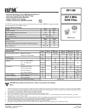 RF1199 Datasheet PDF RF Monolithics, Inc