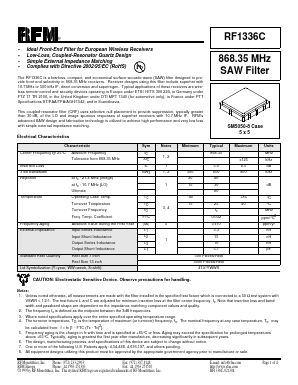 RF1336C Datasheet PDF RF Monolithics, Inc